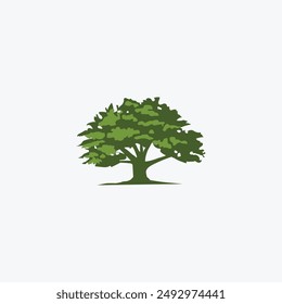 Green tree, oak tree, trees, eco, forest logo template