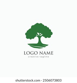 Green tree, oak wood, garden, plant, leaf, tree, nature, green, forest, leaves, botinical, lanscape fully editable vector logo template