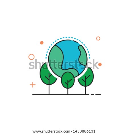 Green tree on earth for ecology friendly concept and World environment and sustainable development concept, vector illustration
