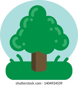 Green tree on the grass ground vector illustration flat style