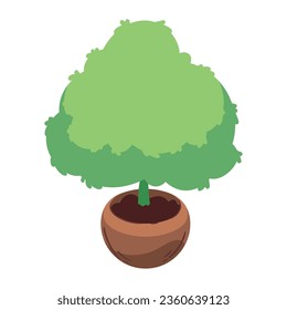 árbol verde en vectores de olla aislado