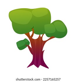 Green Tree on Trunk with Lush Crown as Forest Element Vector Illustration