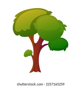 Green Tree on Trunk with Lush Crown as Forest Element Vector Illustration