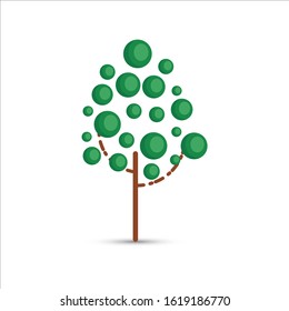 Green tree on a white background. Flat style. Vector illustration