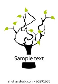 green tree on white background
