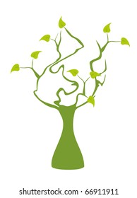 green tree on white background