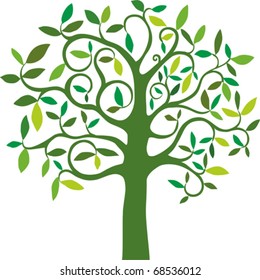 green tree on a white background