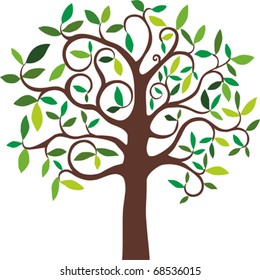 green tree on a white background