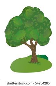 Green tree on white. EPS 8 vector.
