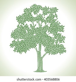 Green tree on white. Hand drawn sketch