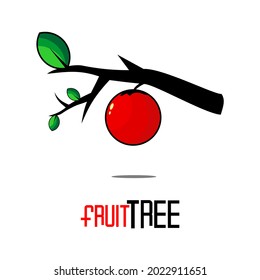 green tree and one fruit vector design on white background