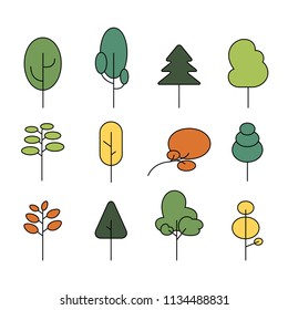 Green Tree Outline Doddle Icon.natural And Ecology Vector Line Art Illustration Isolated. Park Pictogram.