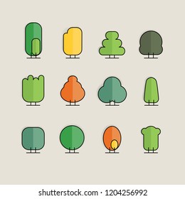 Green Tree Outline Doddle Icon.natural And Ecology Vector Line Art Illustration Isolated. Park Pictogram.