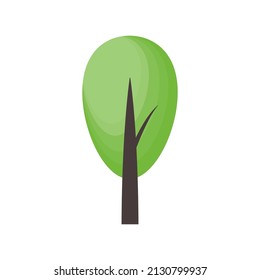 Green tree oval crown. Simple tree.
