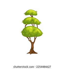 Green tree with oval shapes vector illustration. Cartoon drawing of tree as forest, topiary garden or jungle element isolated on white background. Nature, landscape design, fantasy concept