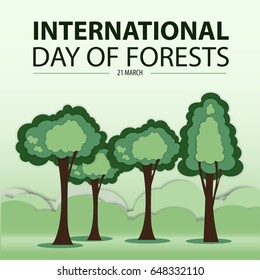 Green tree paper cut wood cartoon forest