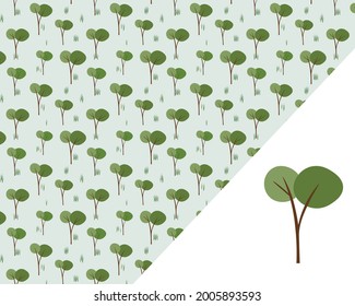 Green Tree Pattern And  Stand Alone Tree