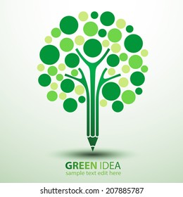 Green tree pencil creative idea,vector illustration