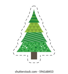 green tree pine christmas line vector illustration eps 10