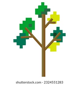 Green tree pixel symbol. Design-Logo, mobile App, Aufkleber, Stickerei. Spiele-Objekte 8-Bit-Sprite.