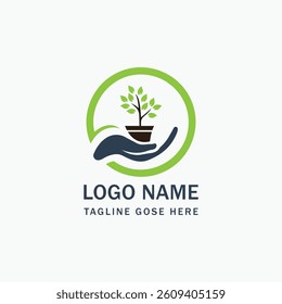 green tree plant leaf logo template