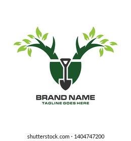 Green tree planting logo design