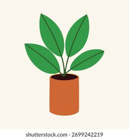 Árbol verde con la olla del árbol. Diseño de Vector mínimo.