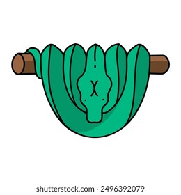 green tree python hand drawn color vector illustration
