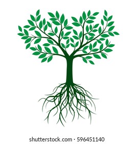 Green Tree Roots Leaves Vector Illustration Stock Vector (Royalty Free ...