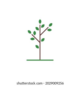 Green Tree with Roots. Vector Illustration.	