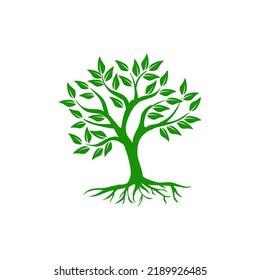 Green Tree with Roots. Vector Illustration.