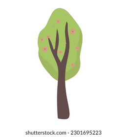 Green Tree with Roots. Vector Illustration.