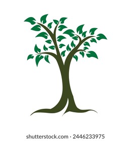 Green Tree with Roots. Vector Illustration.