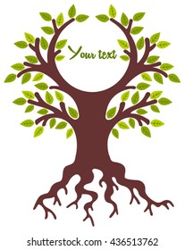 Green tree roots vector illustration backgroun for text 