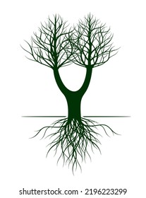 Green Tree Roots Vector Outline Illustration Stock Vector (Royalty Free ...