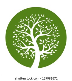 Green tree round icon, vector illustration logo