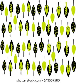 Green tree seamless nature background pattern in vector