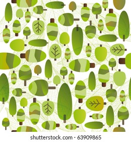 Green tree seamless nature background pattern in vector