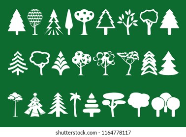 Green tree set, ecology symbol vector design