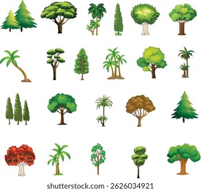 Green Tree set vector arts