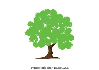 Conjunto de árbol verde, ilustración vectorial.