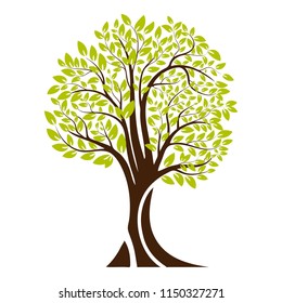 Green tree silhouette. Isolated on white background. Vector illustration