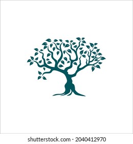 green tree silhouette isolated on a white background, vector