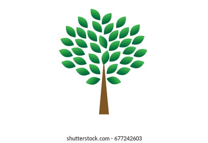 green tree silhouette isolated on white background, vector 