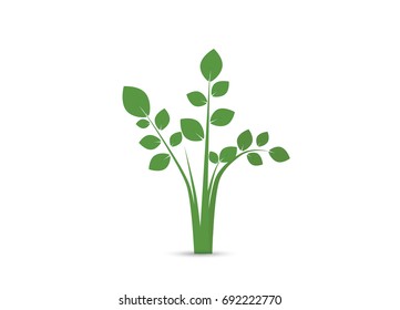 green tree silhouette isolated on white background, vector
