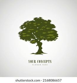 green tree silhouettes on white background. sketch of summer trees in Vector illustration
