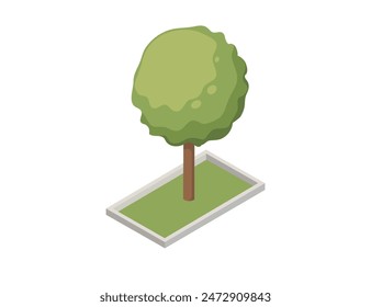 Ilustración vectorial de diseño isométrico simple del árbol verde aislado en el fondo blanco