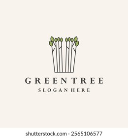 green tree simple plant ecology logo