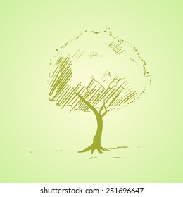 green tree sketch silhouette vector illustration