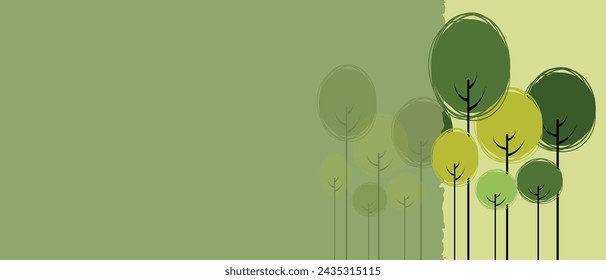 árbol verde con vector de fondo de primavera. Vector de fondo para banner, póster, web y embalaje. go green concept banner.